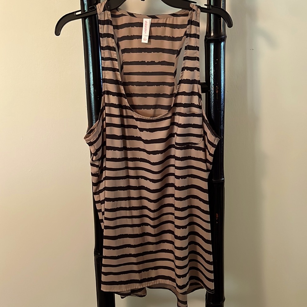 Tan & black stripe tank